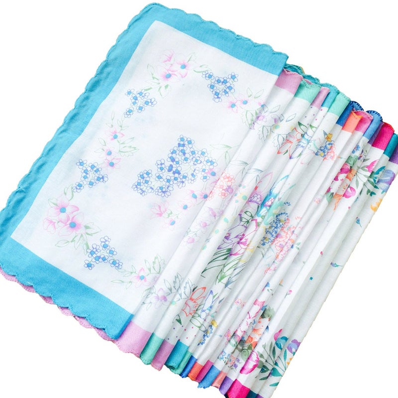 CoCoUSM Womens Vintage Floral Print Cotton handkerchiefs Bulk 20 PCS - Image 2